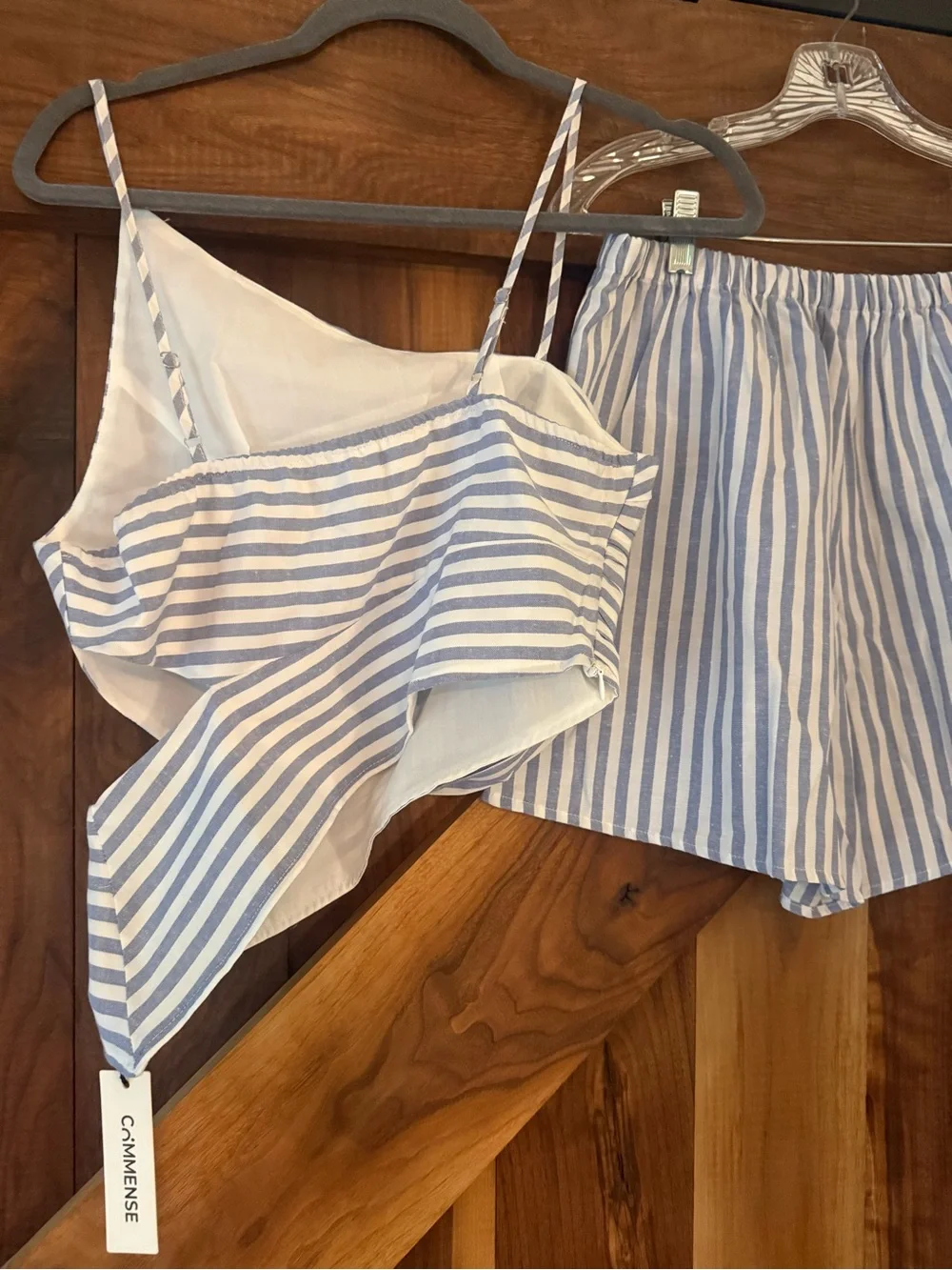 Striped Blue & White Two-Piece Matching Set